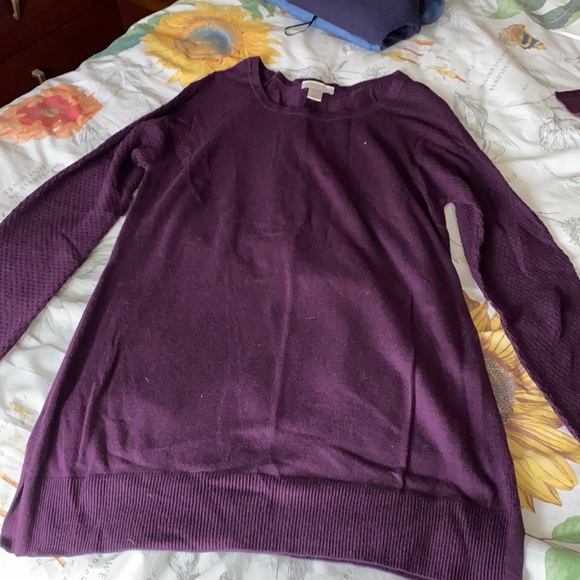 Loft lightweight crewneck sweater plum colored